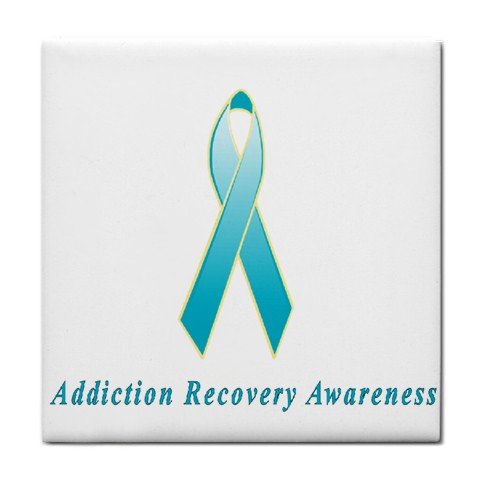 Addiction Recovery Awareness Ribbon Tile Trivet