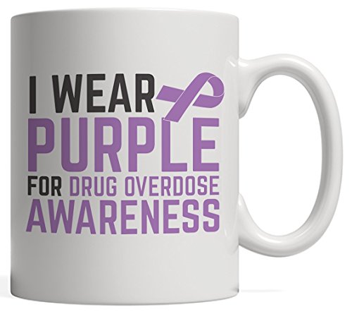I Wear Purple For Drug Overdose Awareness Mug - Support Who Are Fighting Drugs Addiction With Graphic Purple Ribbon And Bracelet To Raise Awareness In Your School And Community!