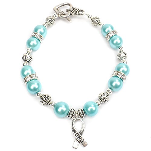 Turquoise Awareness Bracelet, Hope Ribbon Bracelet, Addiction Recovery, Bone Tumor