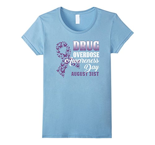Womens Drug Overdose Awareness Day Shirt August 31 2017 Purple Medium Baby Blue