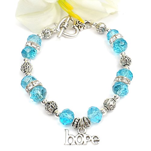 Turquoise Awareness Bracelet, Hope Ribbon Bracelet, Addiction Recovery, Bone Tumor