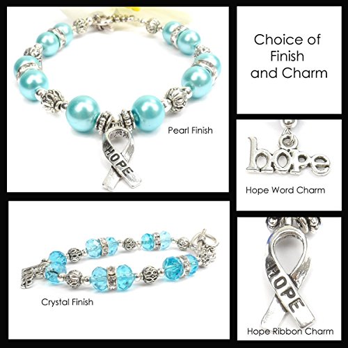 Turquoise Awareness Bracelet, Hope Ribbon Bracelet, Addiction Recovery, Bone Tumor